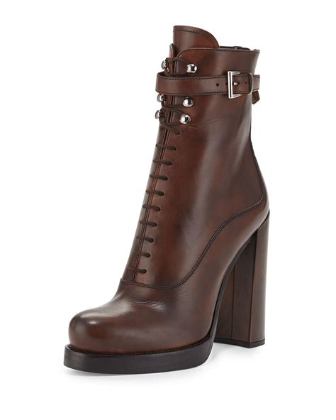 prada lace-up high-heel ankle boot gray|Women's Prada Ankle Boots & Booties .